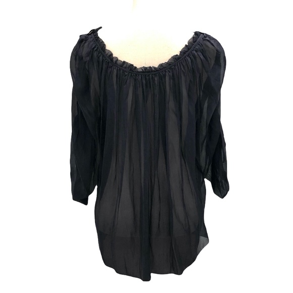 MARC JACOBS NAVY SILK TUNIC WITH TIES DOWN THE SLEEVE - Picture 6 of 15